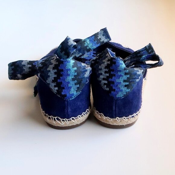 SCHUTZ Blue Suede & Canvas Espadrille Flats with Ties Size 8.5 - Picture 6 of 16